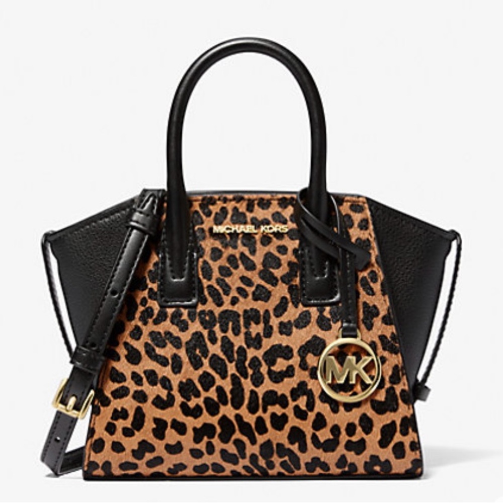 Michael Kors Black and Leopard Print Satchel